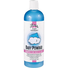 Top Performance flacon en gros plan montrant l'étiquette et parfum baby powder bénéfice douceur