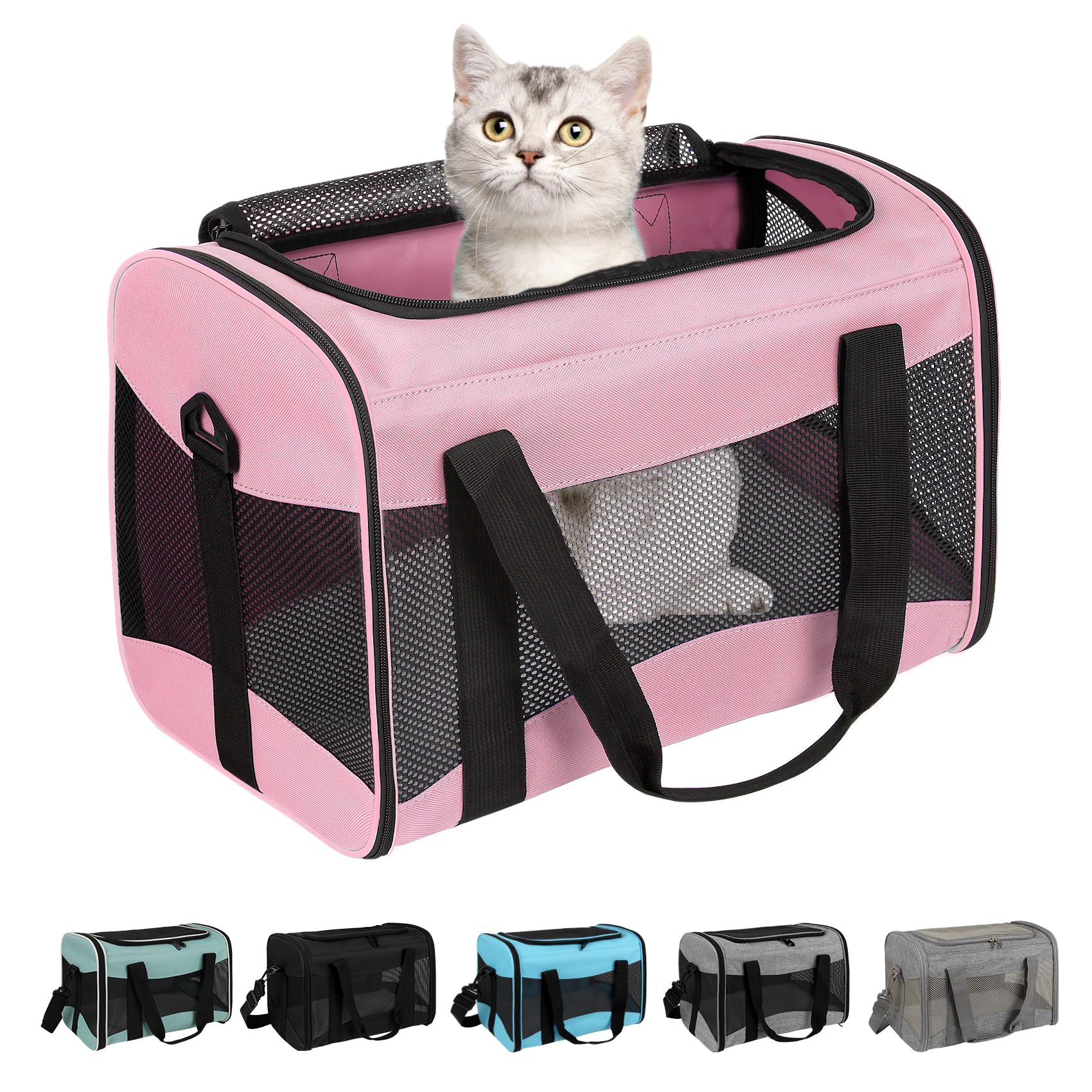 Top tasta vue avant du sac rose montrant sécurité et portabilité