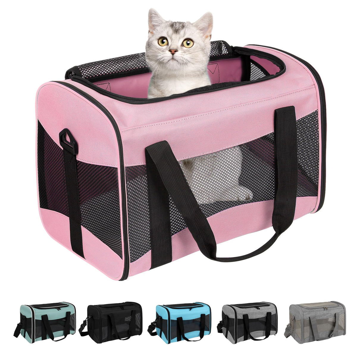 Top tasta vue avant du sac rose montrant sécurité et portabilité
