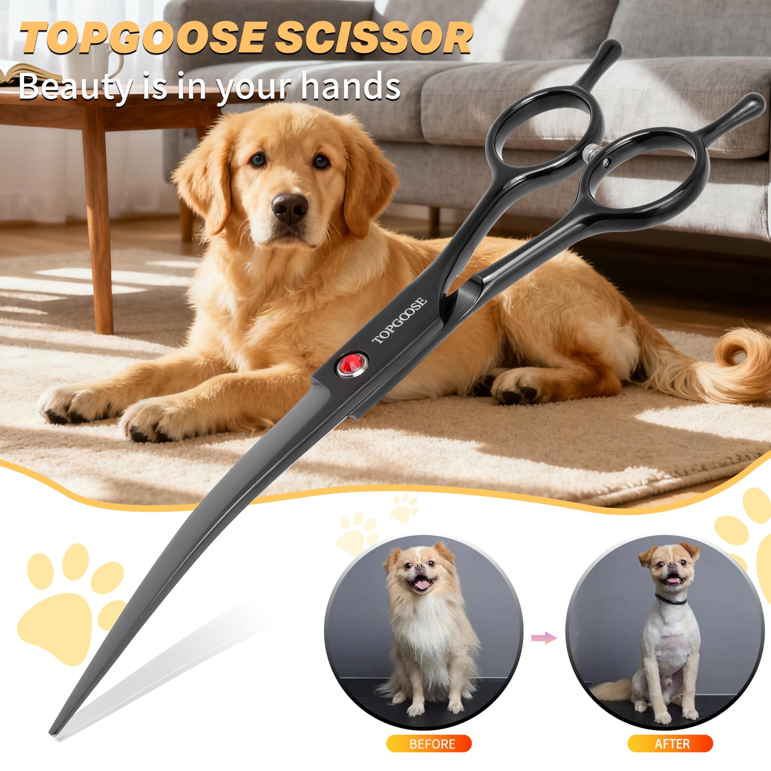 TOPGOOSE - gros plan lame en acier 440C offrant une coupe nette et durable sur poils