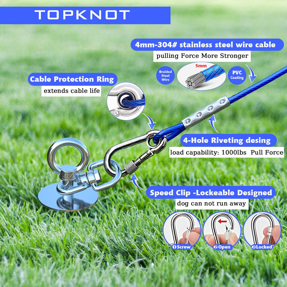 TOPKNOT comparaison taille câble indiquant longueur utile de 15ft