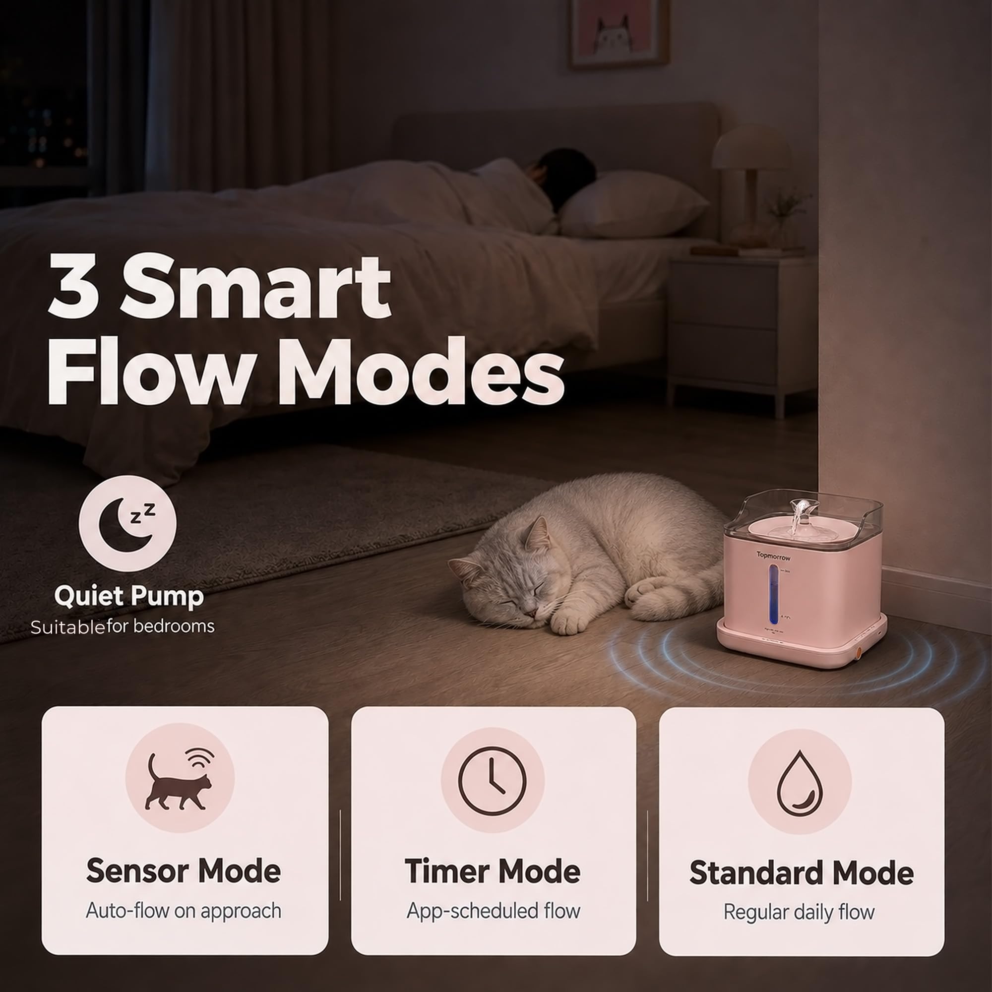 Topmorrow fontaine en usage chat buvant facilement et confortablement