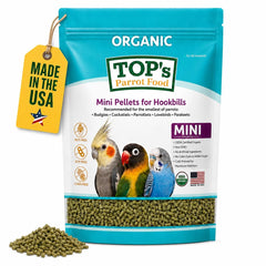 TOP's Parrot Food gros plan des granulés mini montrant appétence et facilité prise