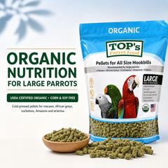TOP's Parrot Food gros plan granulés montrant texture préservée