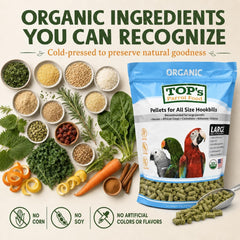 TOP's Parrot Food zoom ingrédients montrant composition naturelle