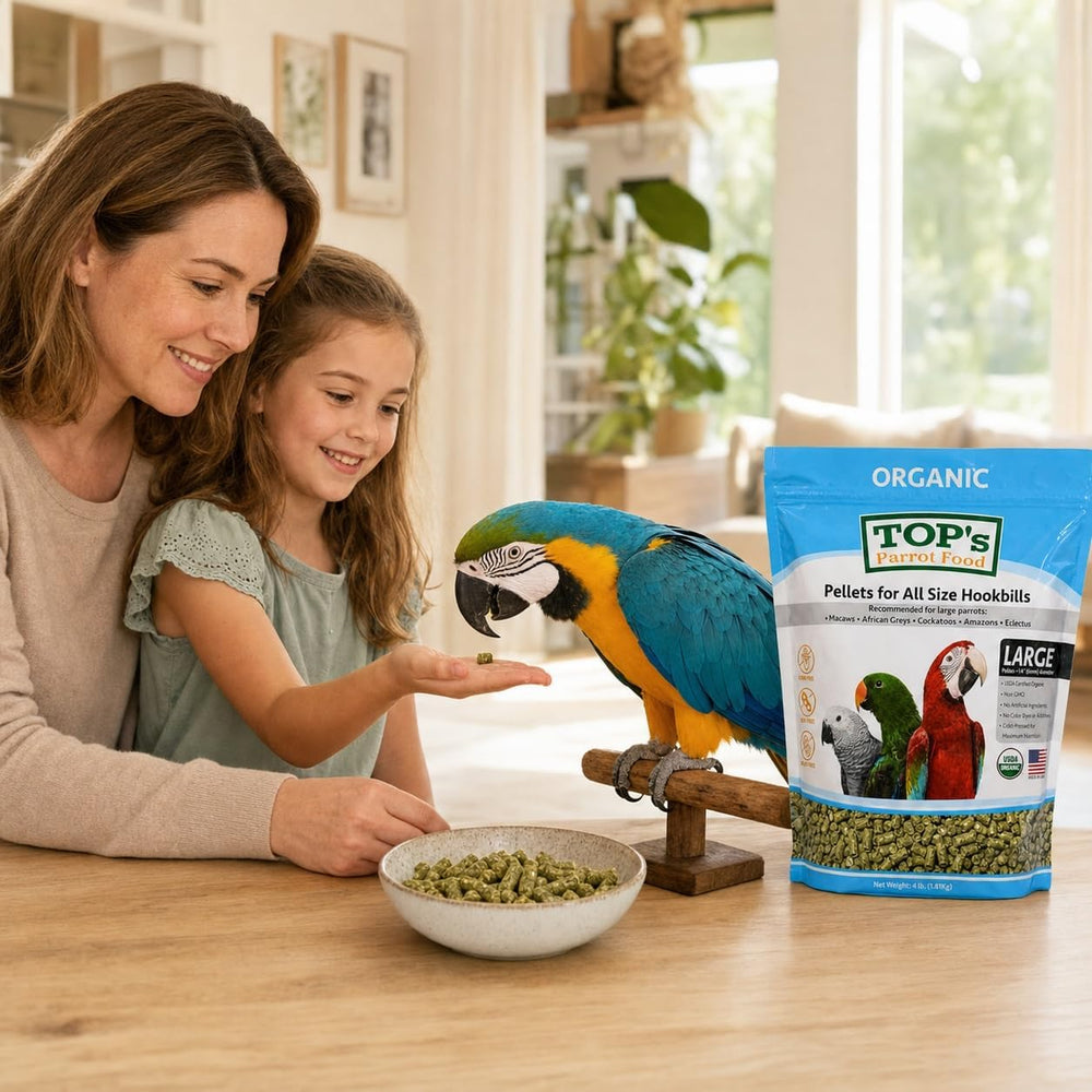 TOP's Parrot Food coupe transversale montrant granulé pressé à froid