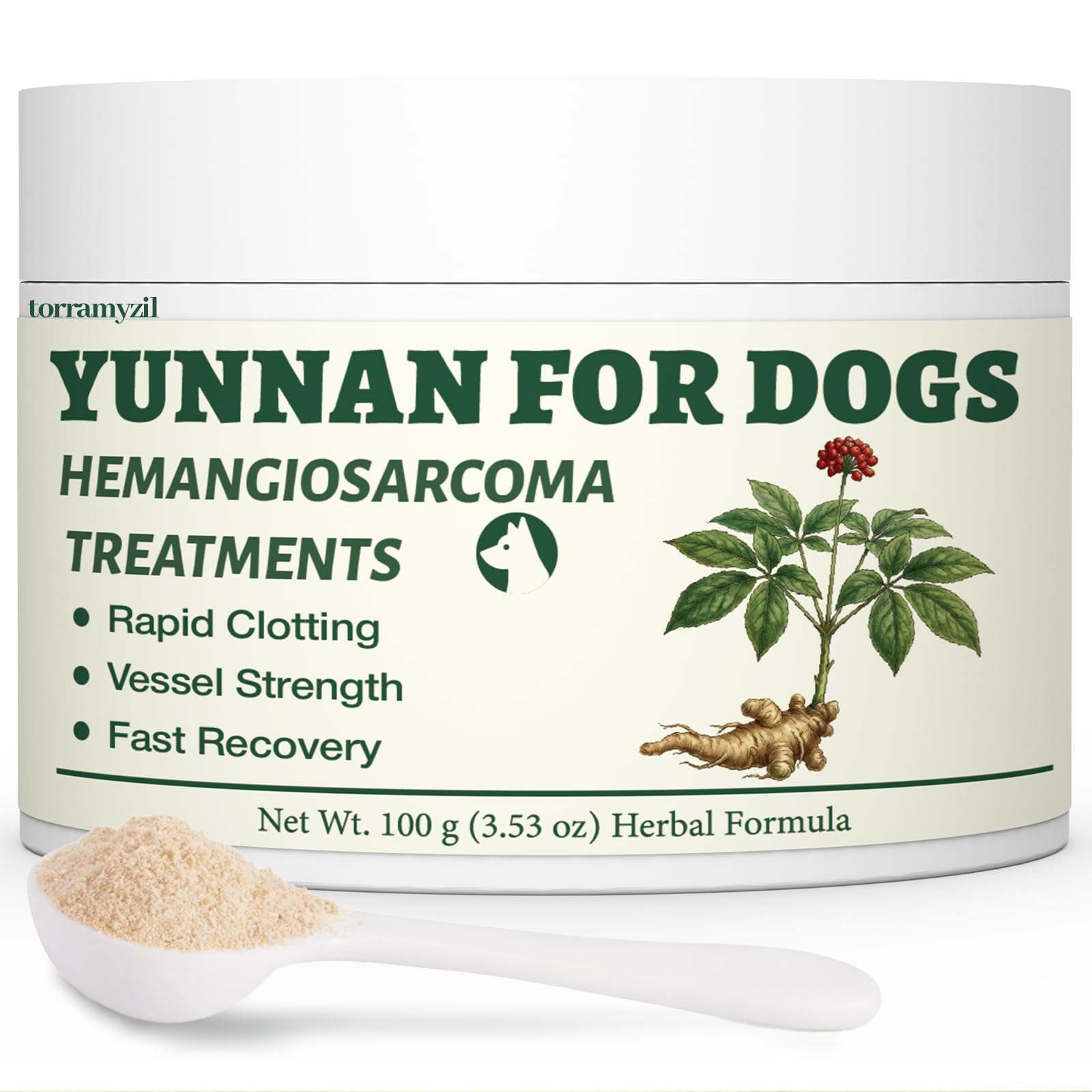 torramyzil pot de Yunnan Sanqi face montrant étiquette informative et confiance