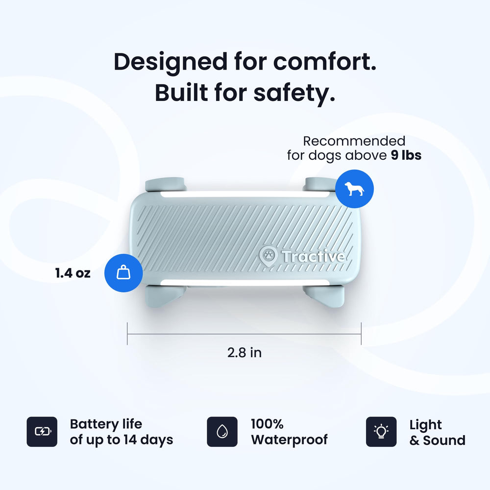 Tractive comparaison taille avec patte illustre légèreté adaptée aux petits chiens
