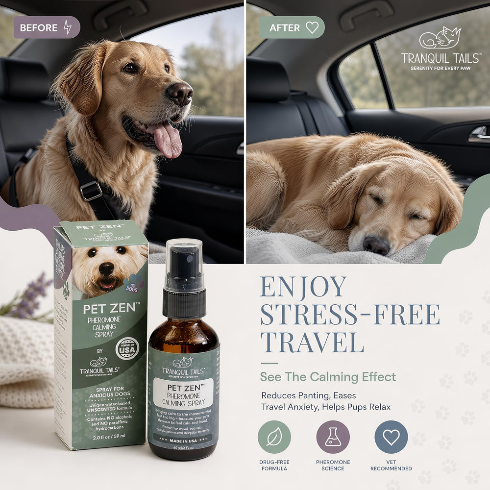 Tranquil Tails vaporisateur en action sur une couverture pour apaiser