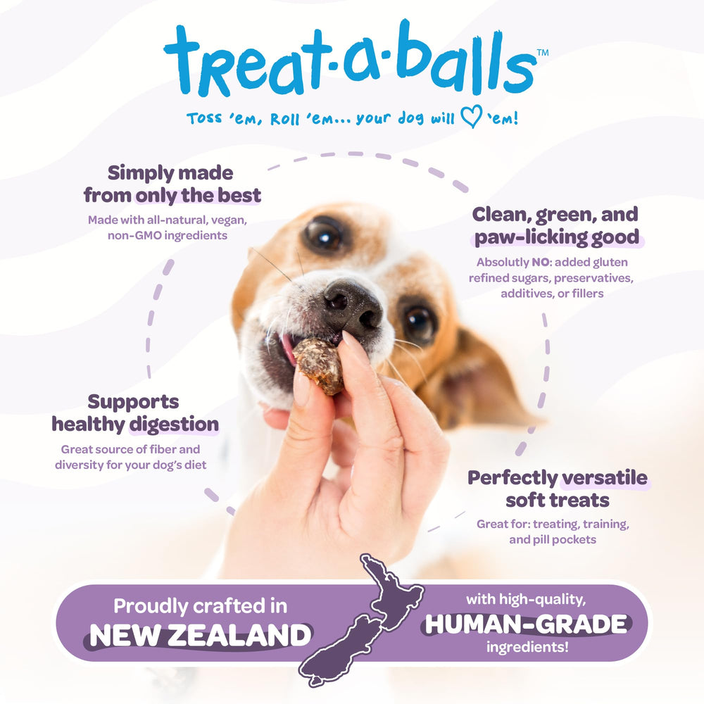 TREAT-A-BALLS gros plan sur texture moelleuse rassurant la qualité