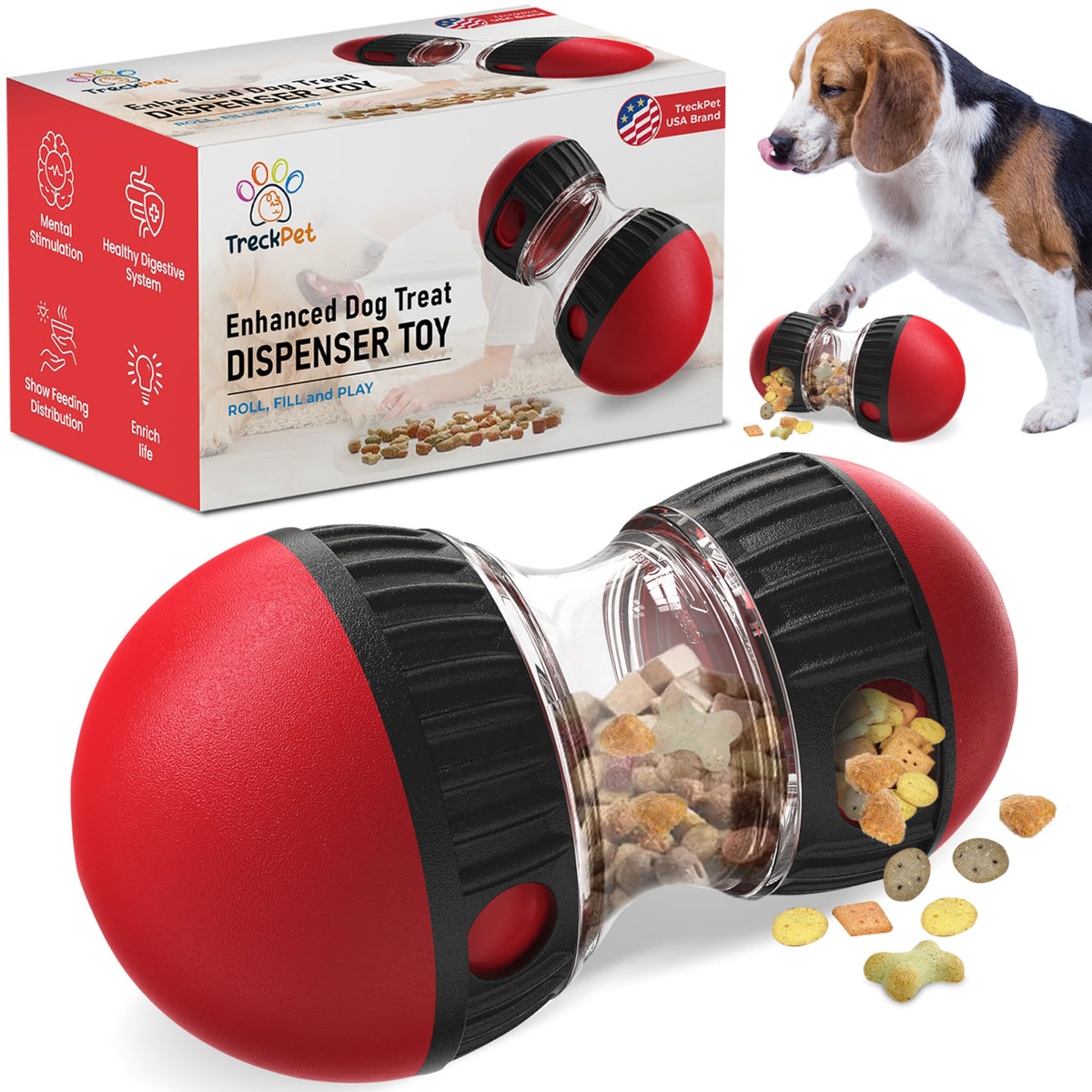 TRECKPET emballage avant montrant design attractif et instructions courtes