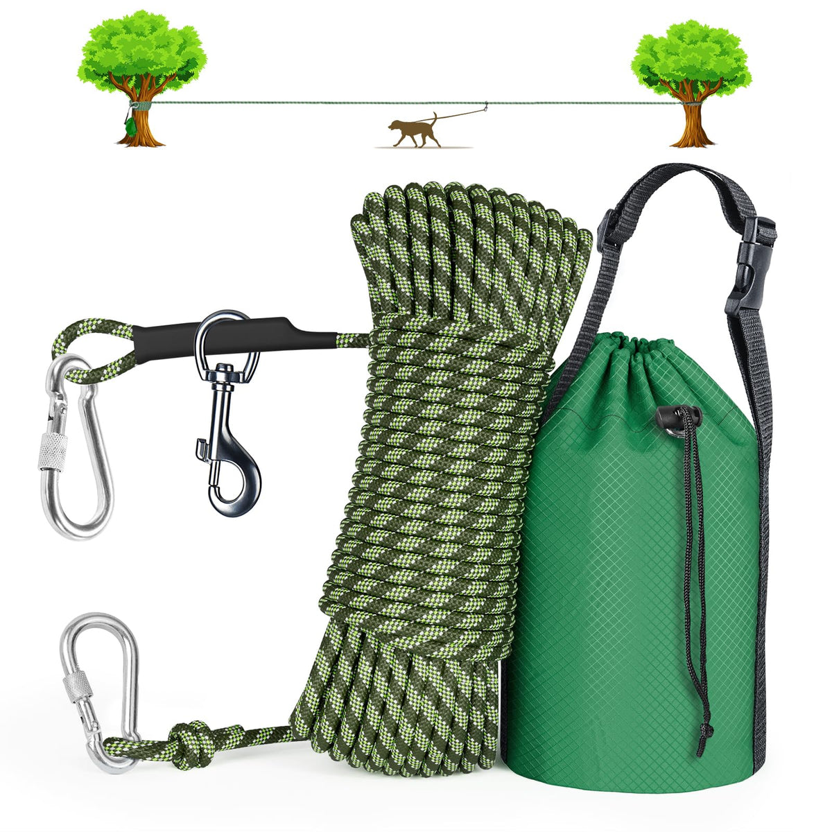 Tresbro vue avant du packaging montrant la laisse et accessoires, pratique pour le transport