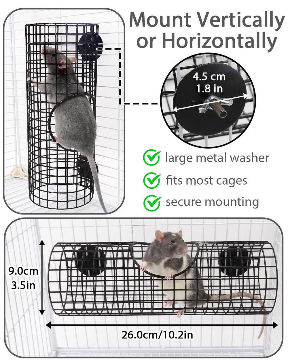 TriGia Paws tunnel dans une cage aménagée illustrant un espace de jeu ventilé