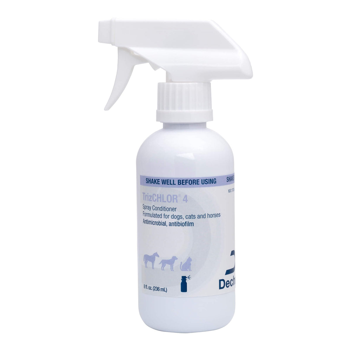 TrizCHLOR spray 8 oz face avant montrant emballage et usage pratique