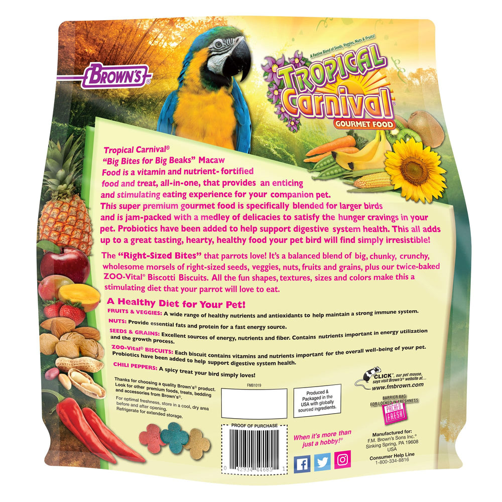 Tropical Carnival gros plan sur texture et gros morceaux stimulant le bec