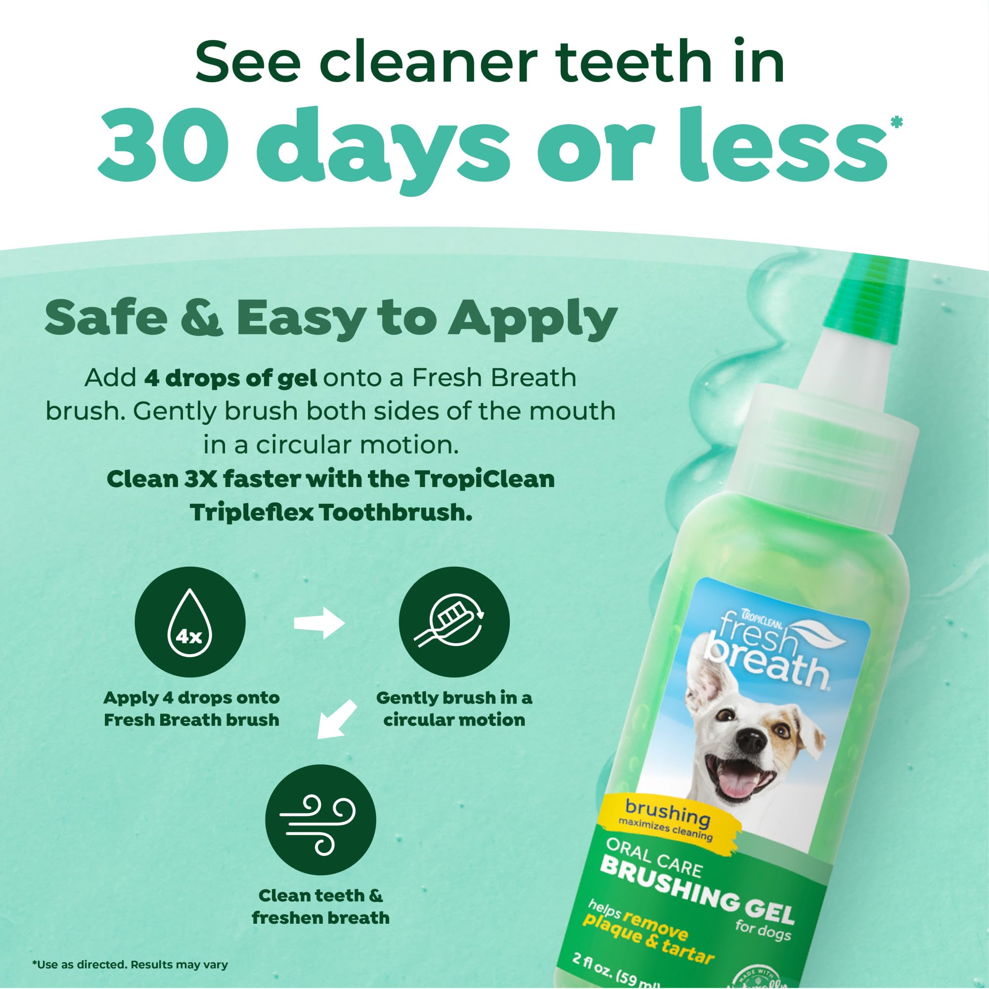 TropiClean gel appliqué sur brosse pour nettoyage efficace des dents