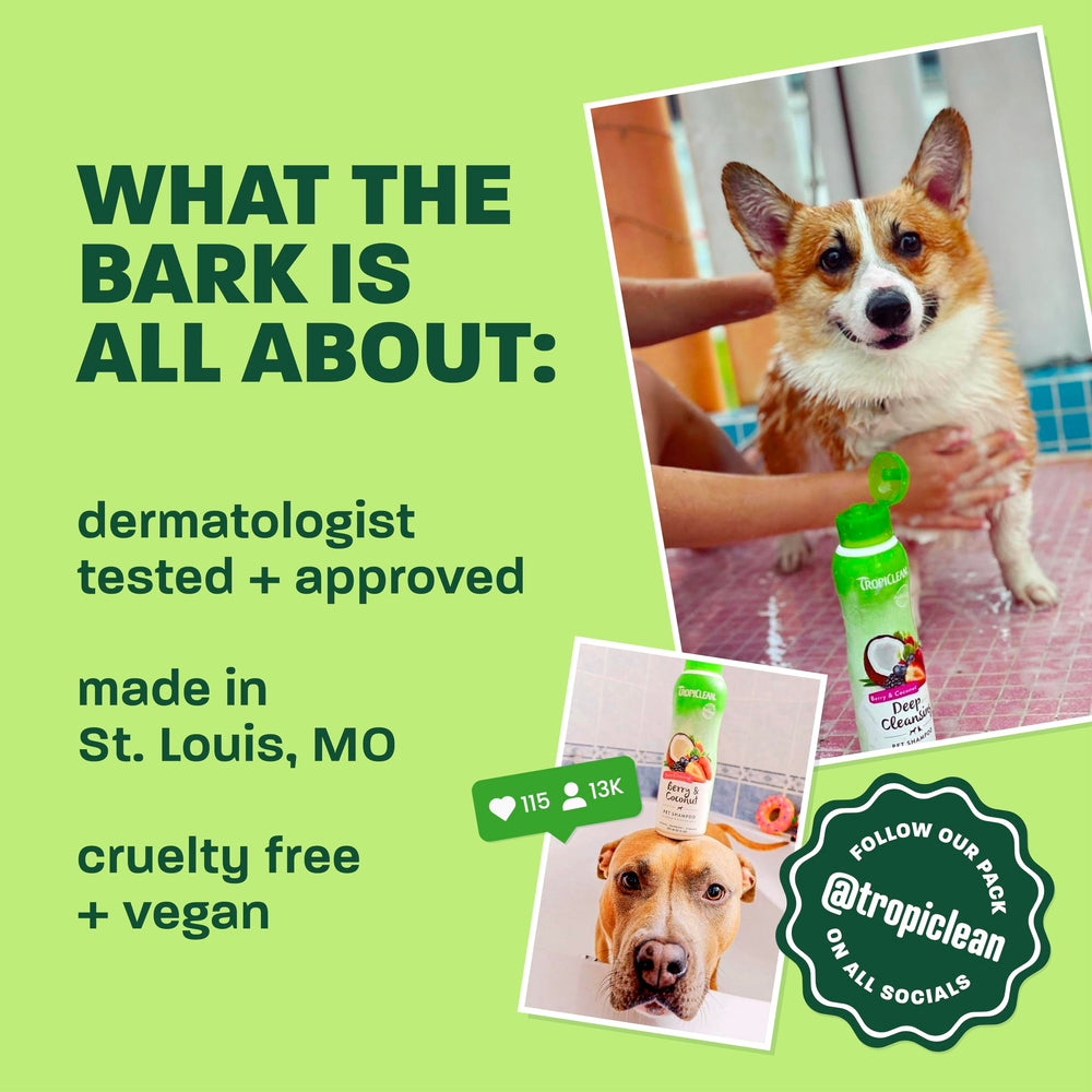TropiClean chien sous la douche démontrant facilité d'utilisation