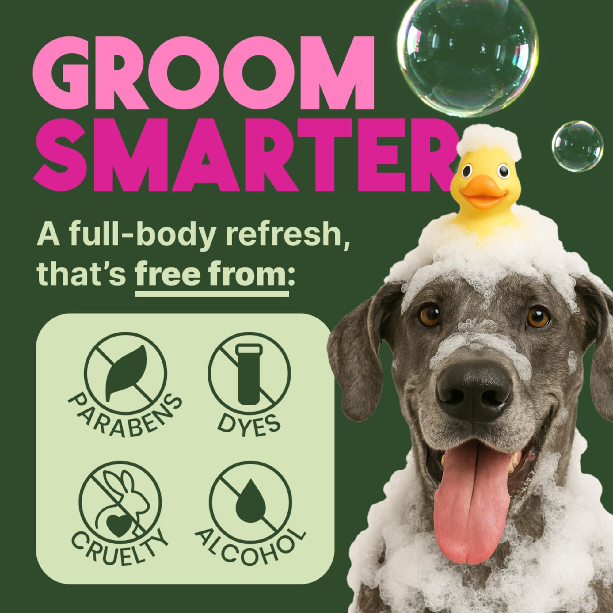 TropiClean chien en bain démontrant application simple et contrôle des odeurs