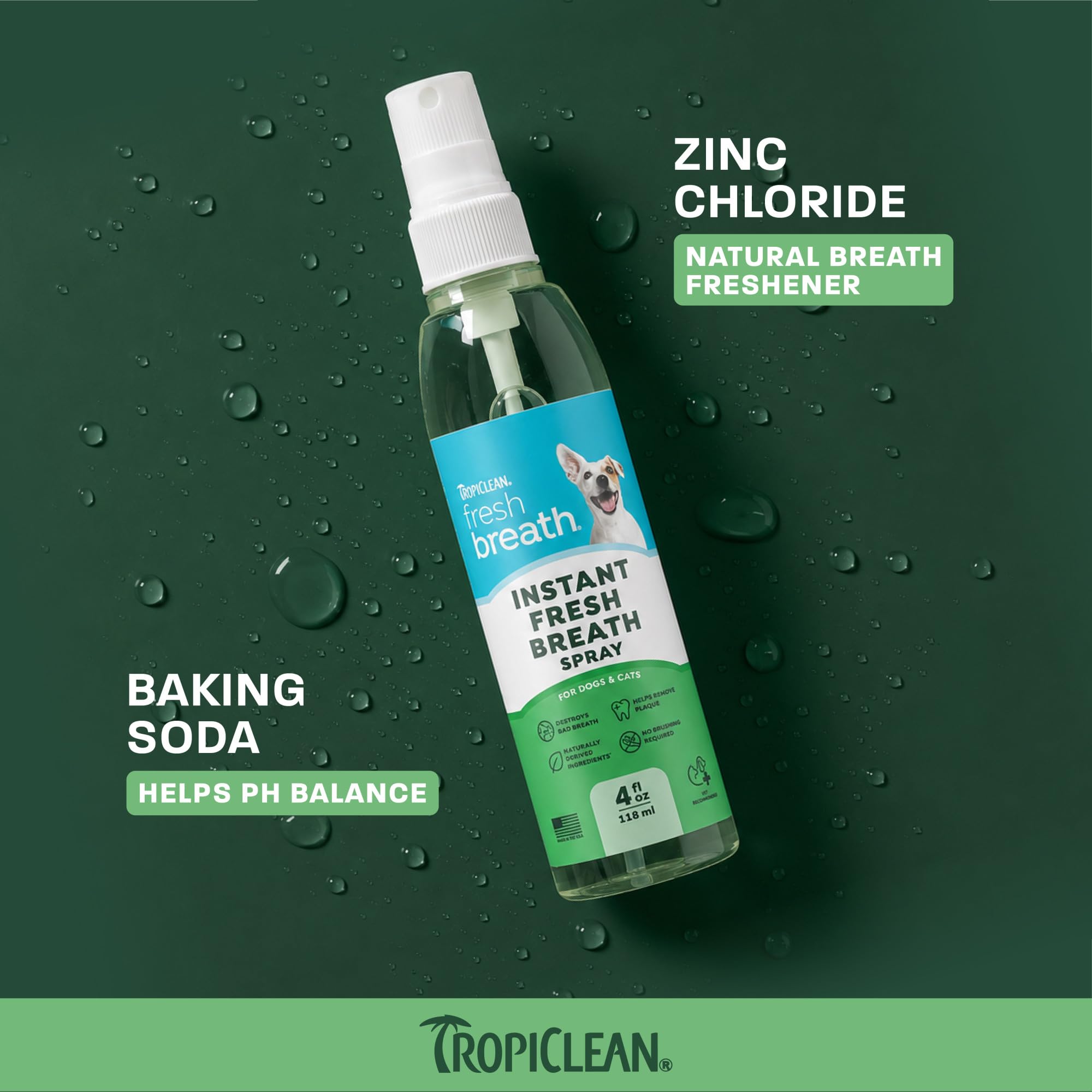 TropiClean flacon 4 oz à côté d’un objet pour évaluer la taille pratique