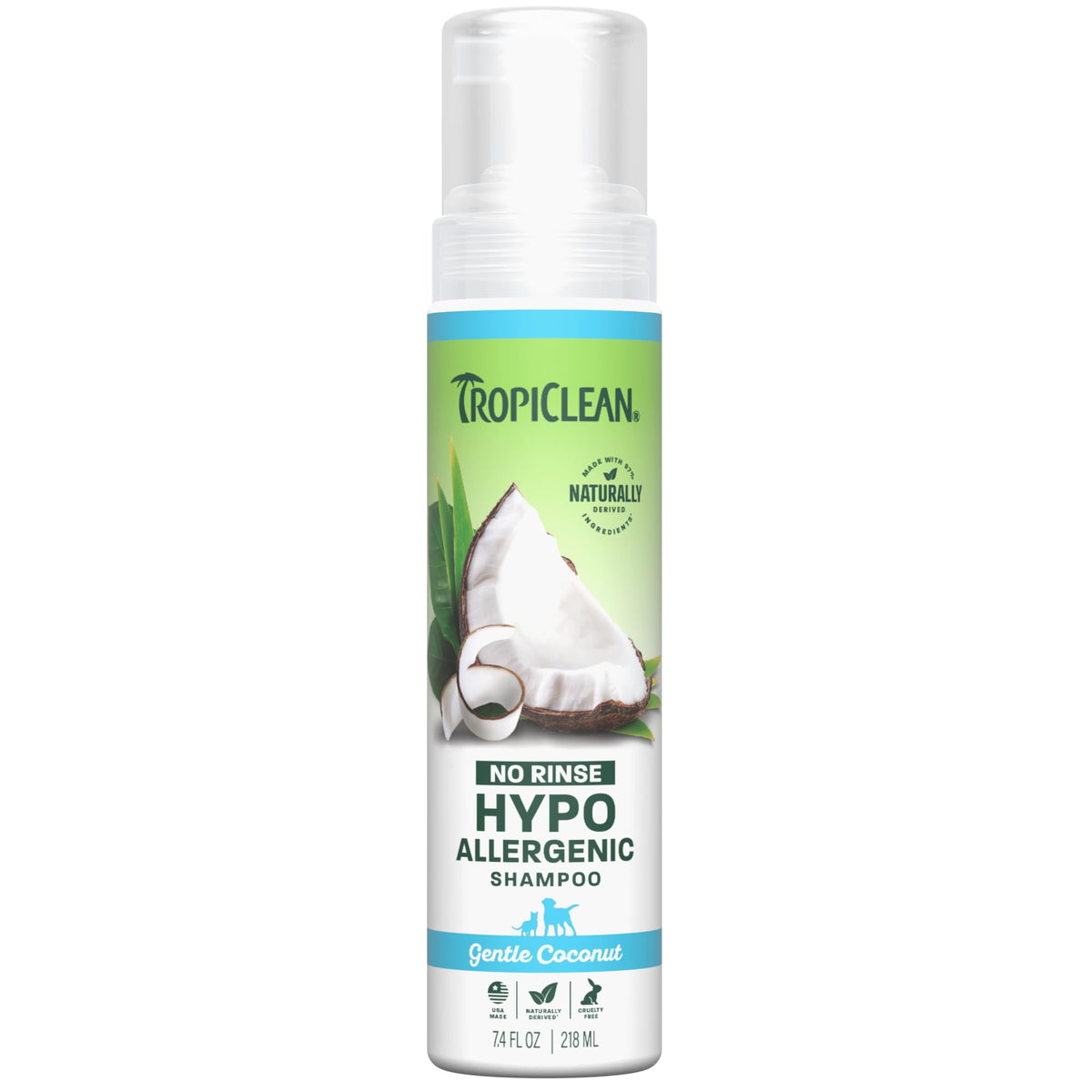 TropiClean flacon avant montrant format 7,4 oz et usage pratique