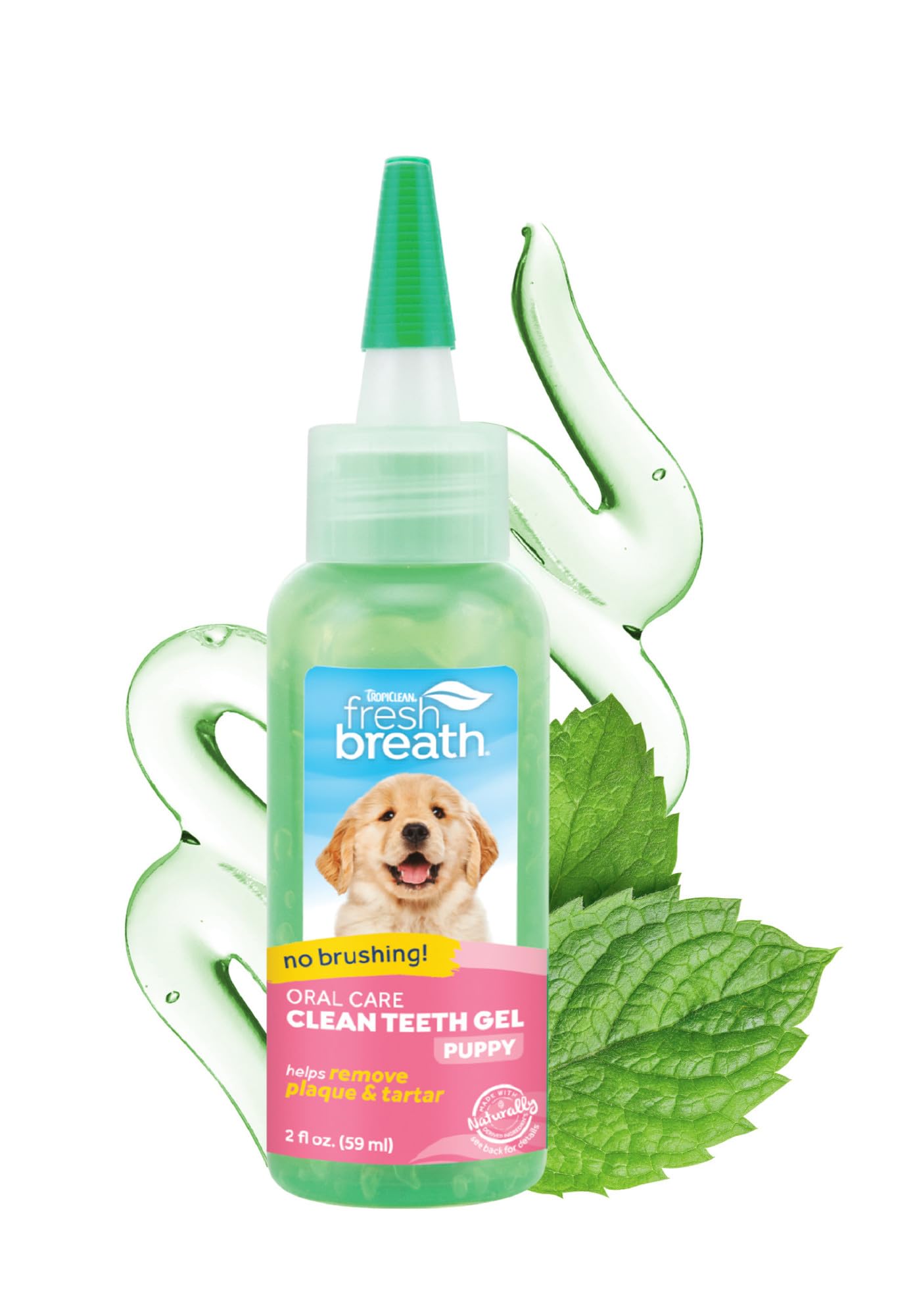 TropiClean emballage avant montrant produit et bénéfice haleine fraîche