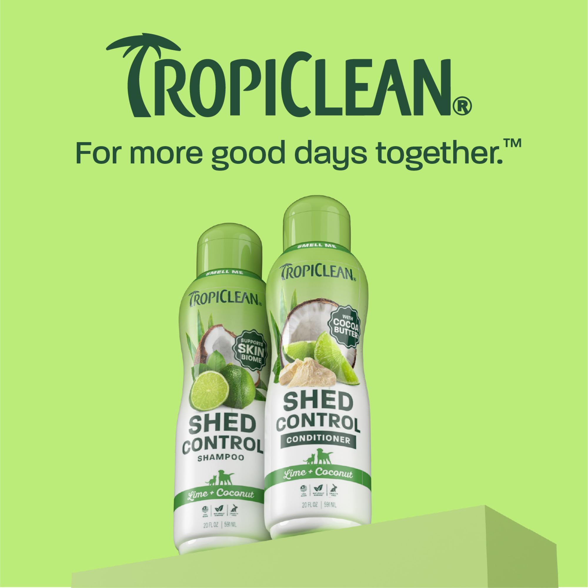 TropiClean lime et coconut ingrédients illustrant parfum tropical durable