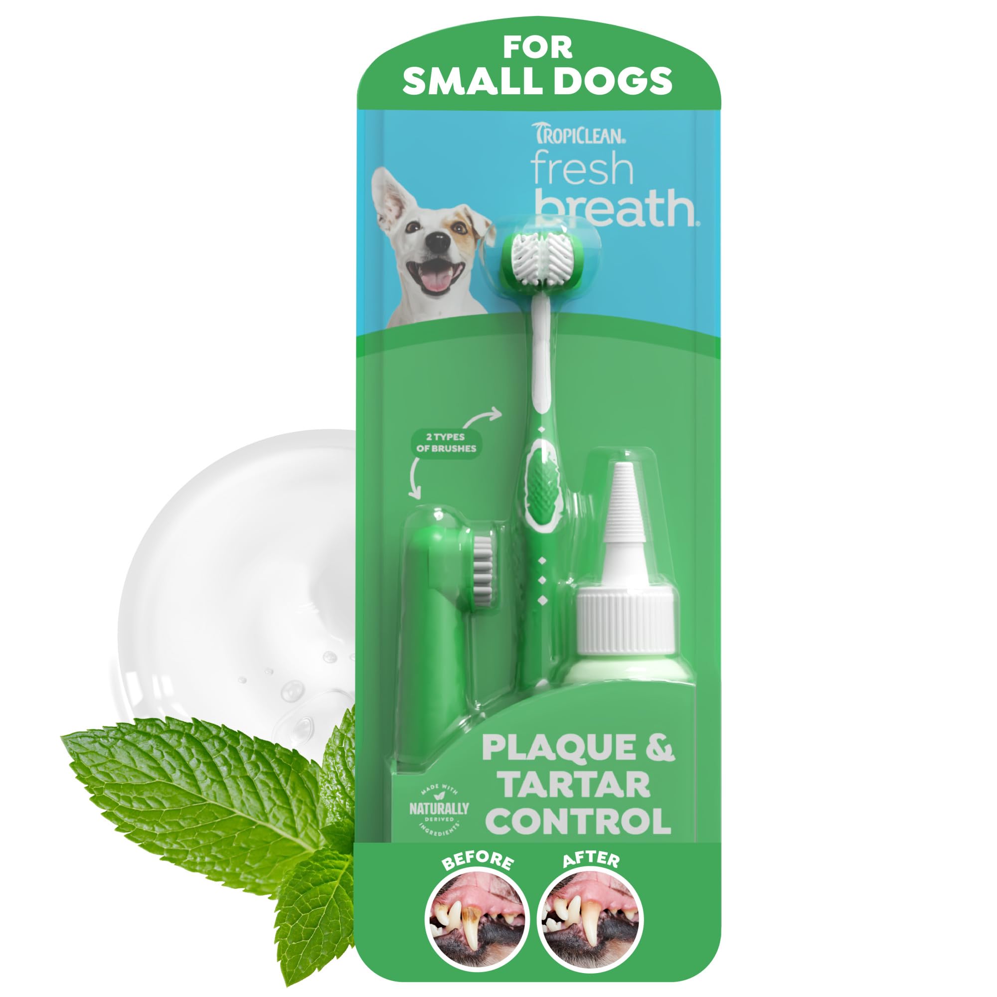 TropiClean emballage avant montrant kit complet pour soin dentaire