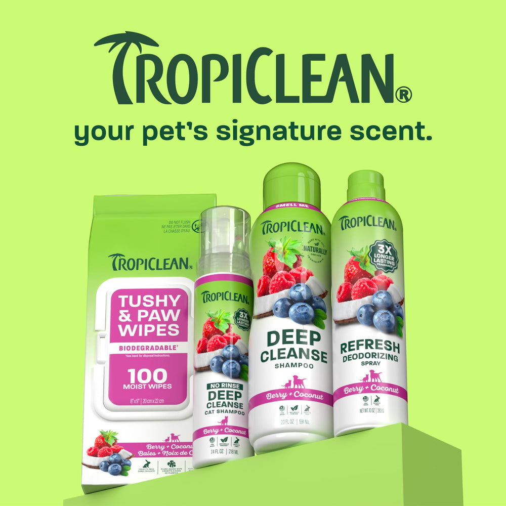 TropiClean lingettes dans voiture prêtes pour nettoyage après promenade