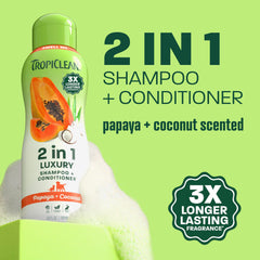 TropiClean mousse texture gros plan illustrant nettoyage doux et mousse facile à rincer