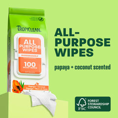 TropiClean ouverture de la boîte, couvercle scellé pour garder les lingettes humides