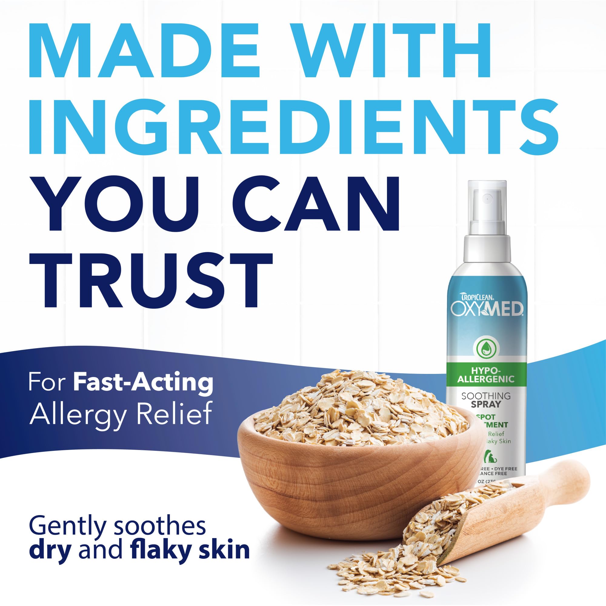 TropiClean Oxymed application sur chien apaisant la peau irritée