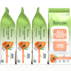TropiClean emballage avant montrant le pack pratique et facilement transportable