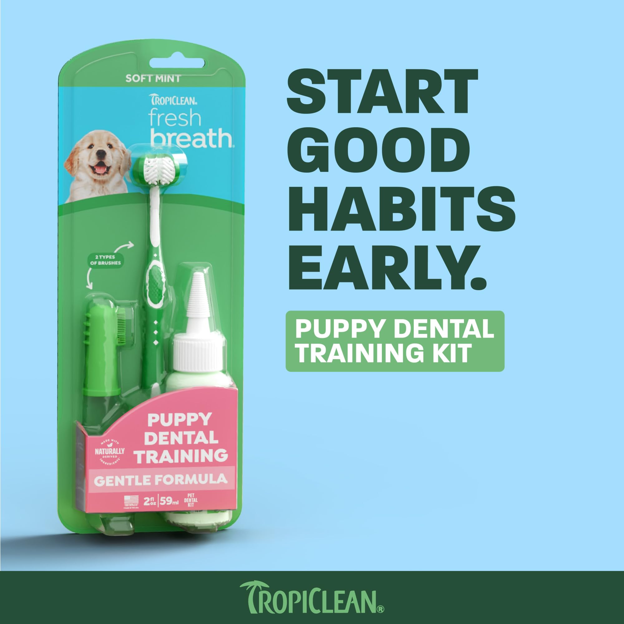 TropiClean pâte dentifrice chiot gros plan goût attractif pour accepter le brossage