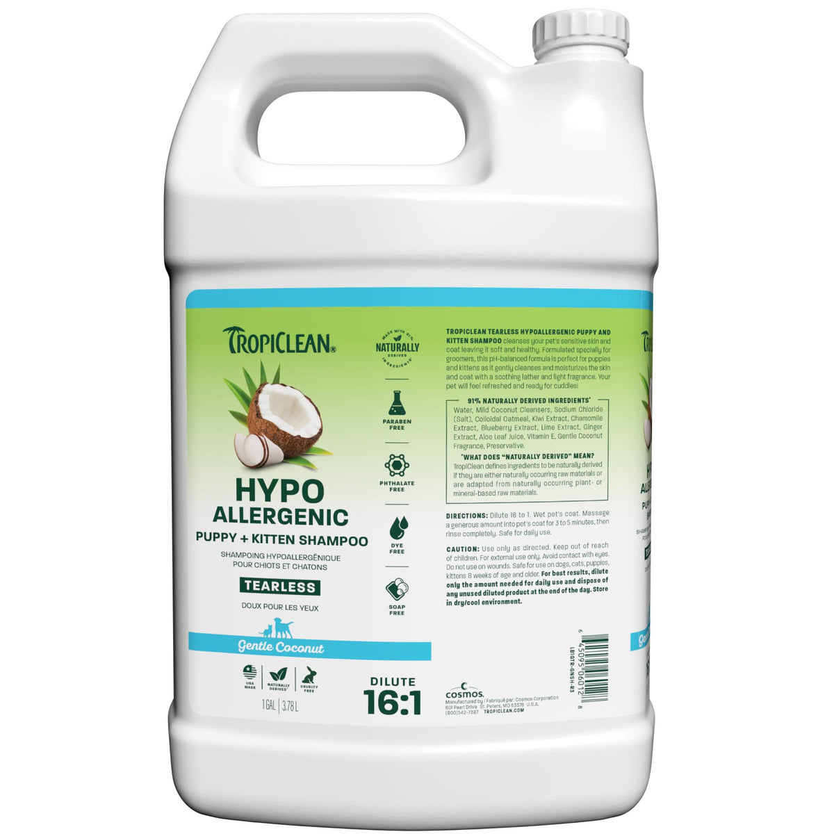 TropiClean front packaging gallon pratique pour économies
