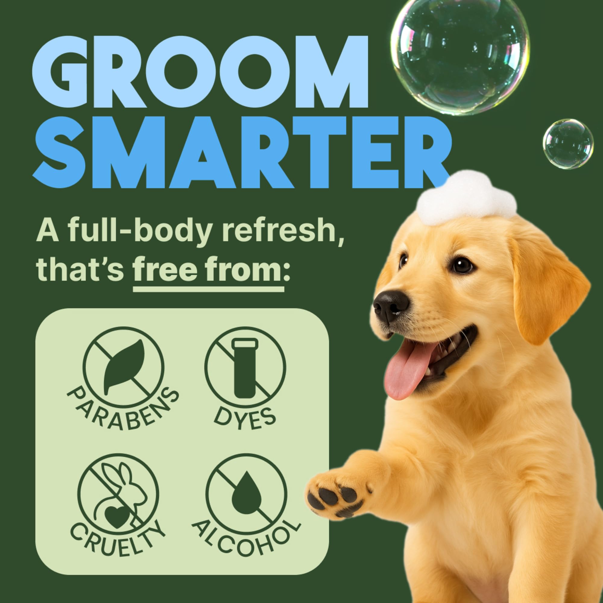 TropiClean application sur chiot rendant le bain moins stressant