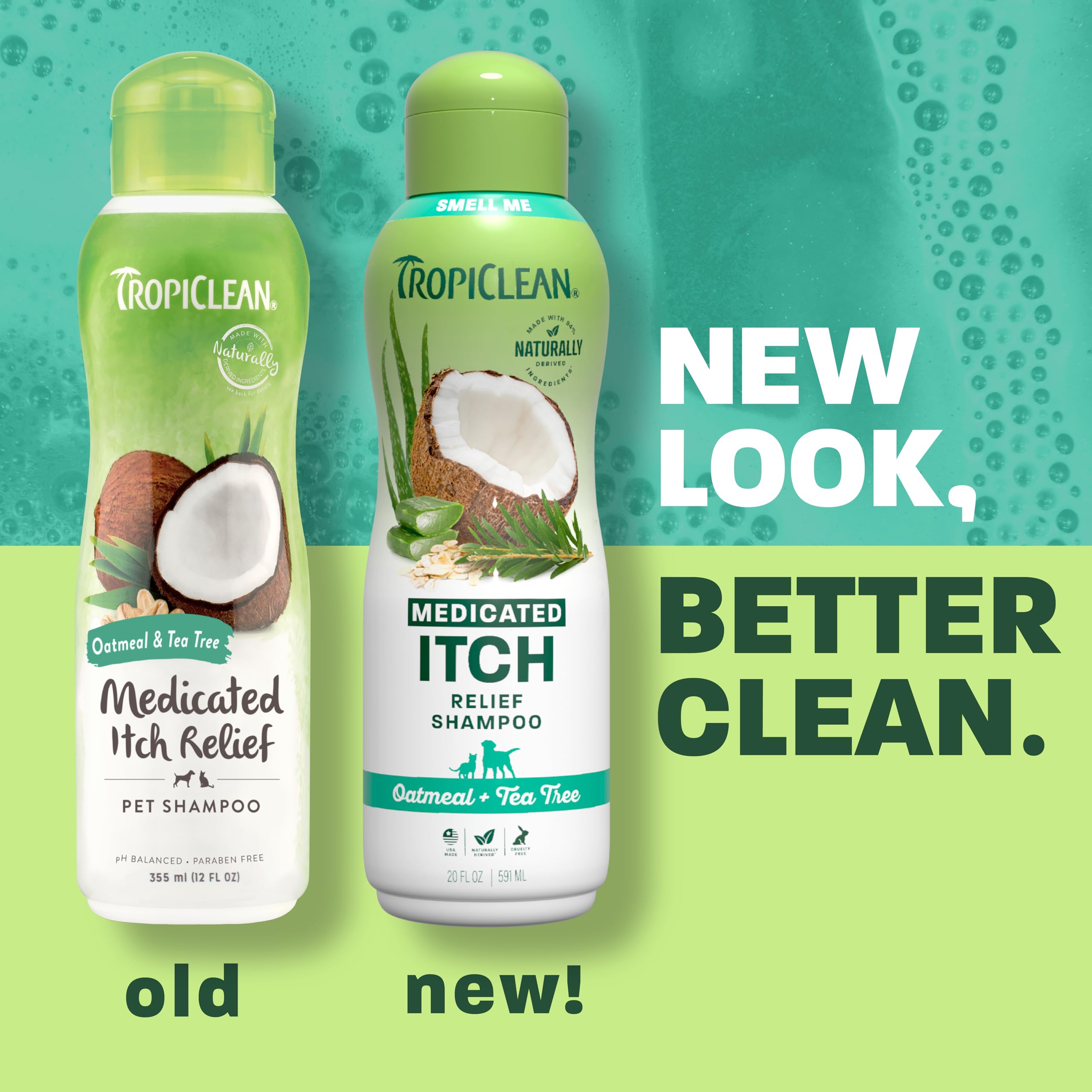 TropiClean scène lifestyle bain chien détendu, soin quotidien efficace
