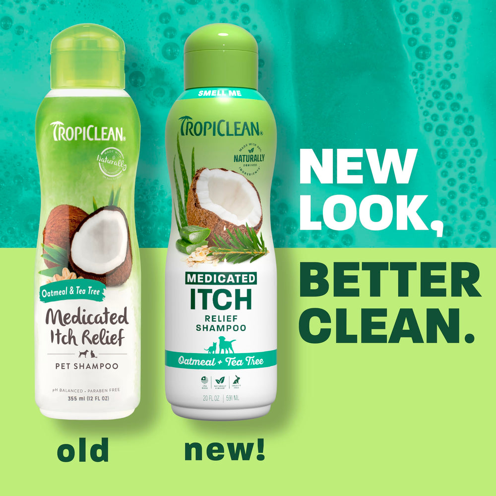 TropiClean scène lifestyle bain chien détendu, soin quotidien efficace