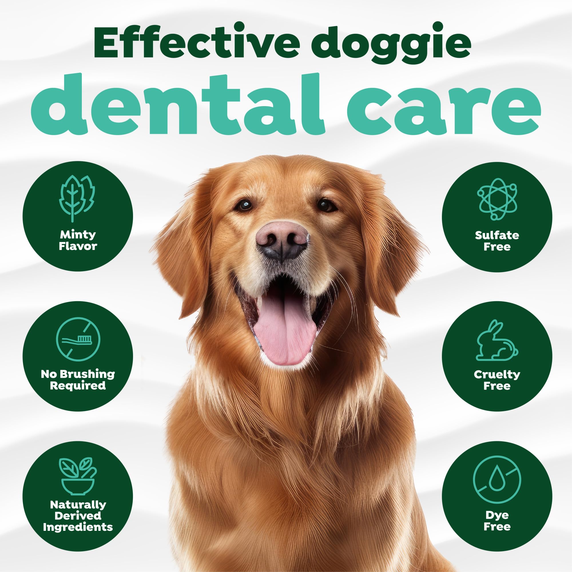 TropiClean gel utilisé avec doigt brosse sur chien pour confort