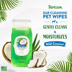TropiClean gros plan sur texture de la lingette en fibres végétales douces