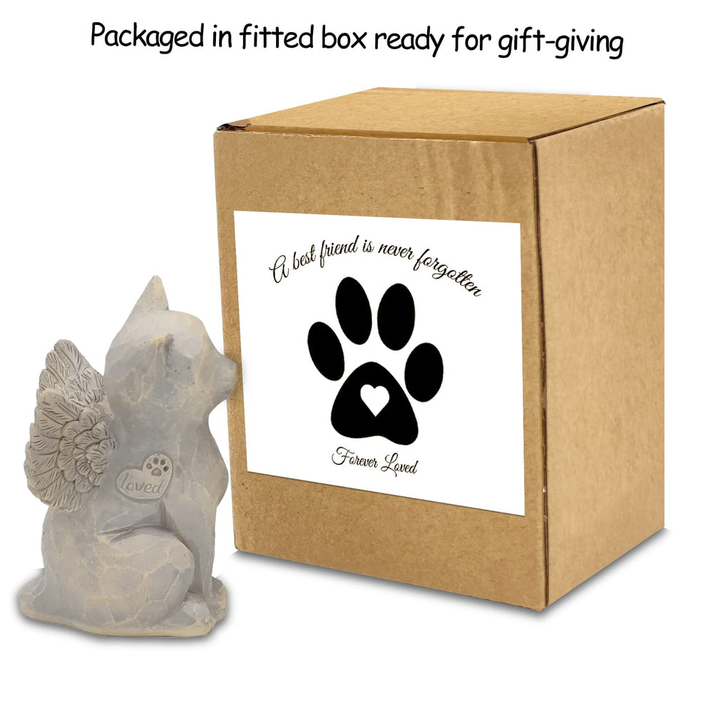 Tsyulog figurine chat ange dans sa boîte cadeau, présentation prête à offrir