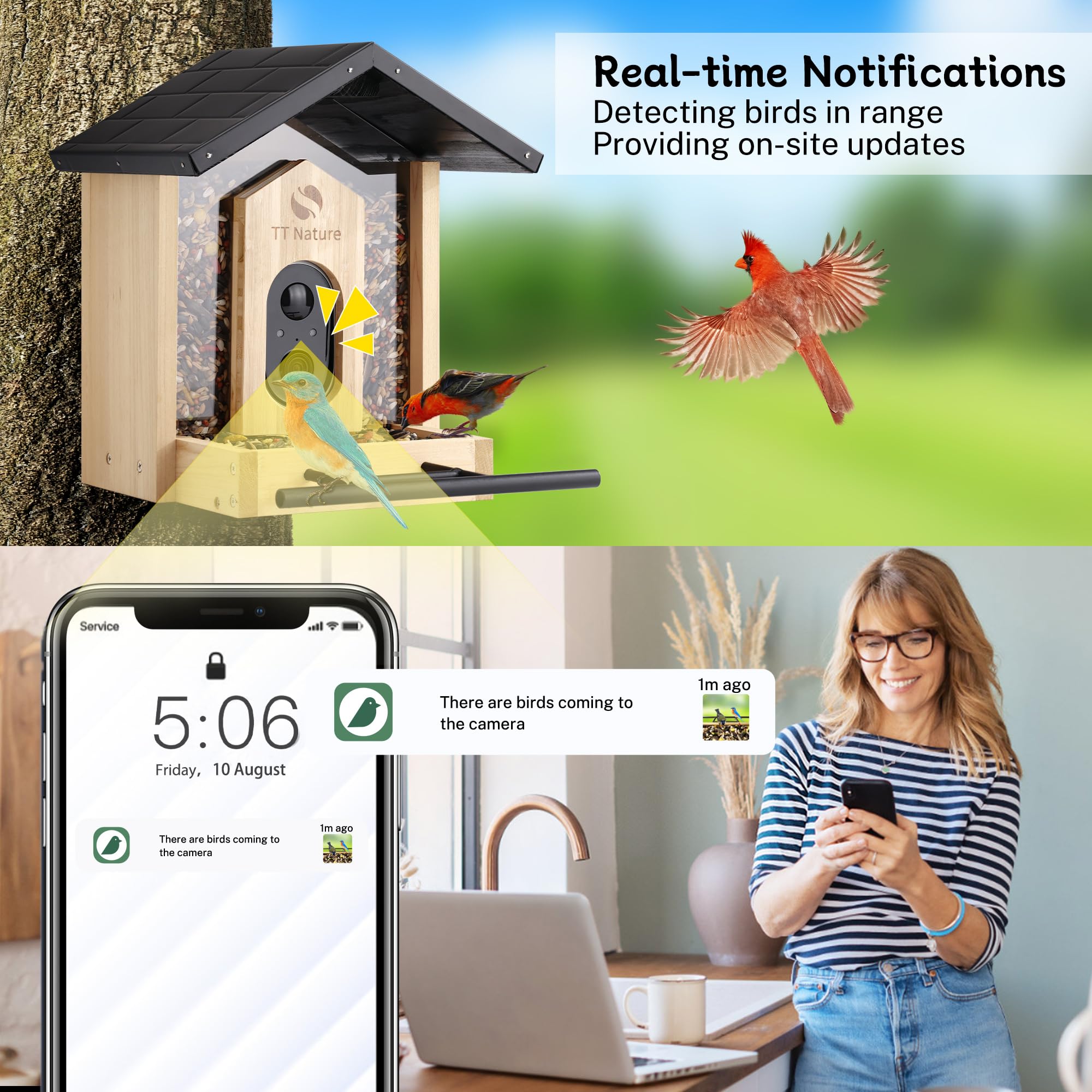 TT Nature plateau graines détaillé attirant les oiseaux et facilitant l'alimentation