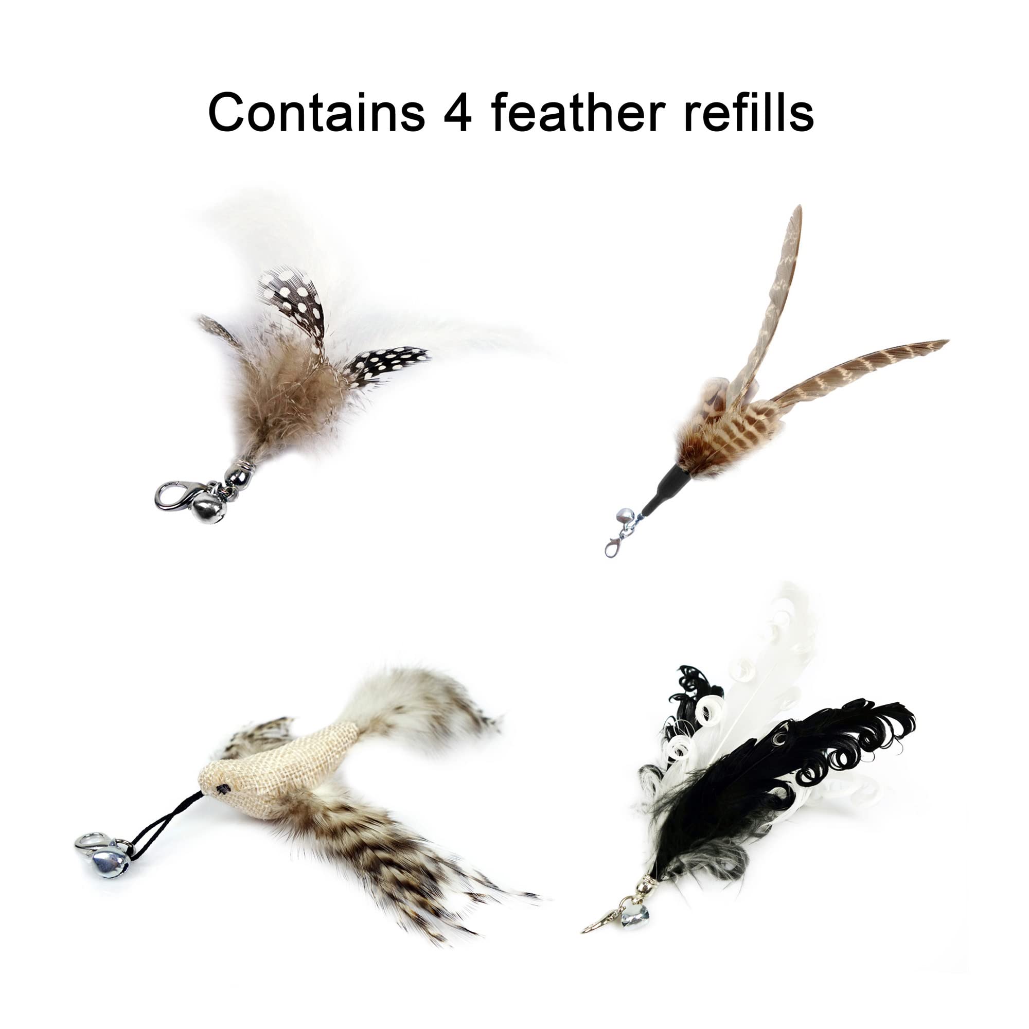 TTcat quatre têtes à plumes naturelles, variations sensorielles attractives