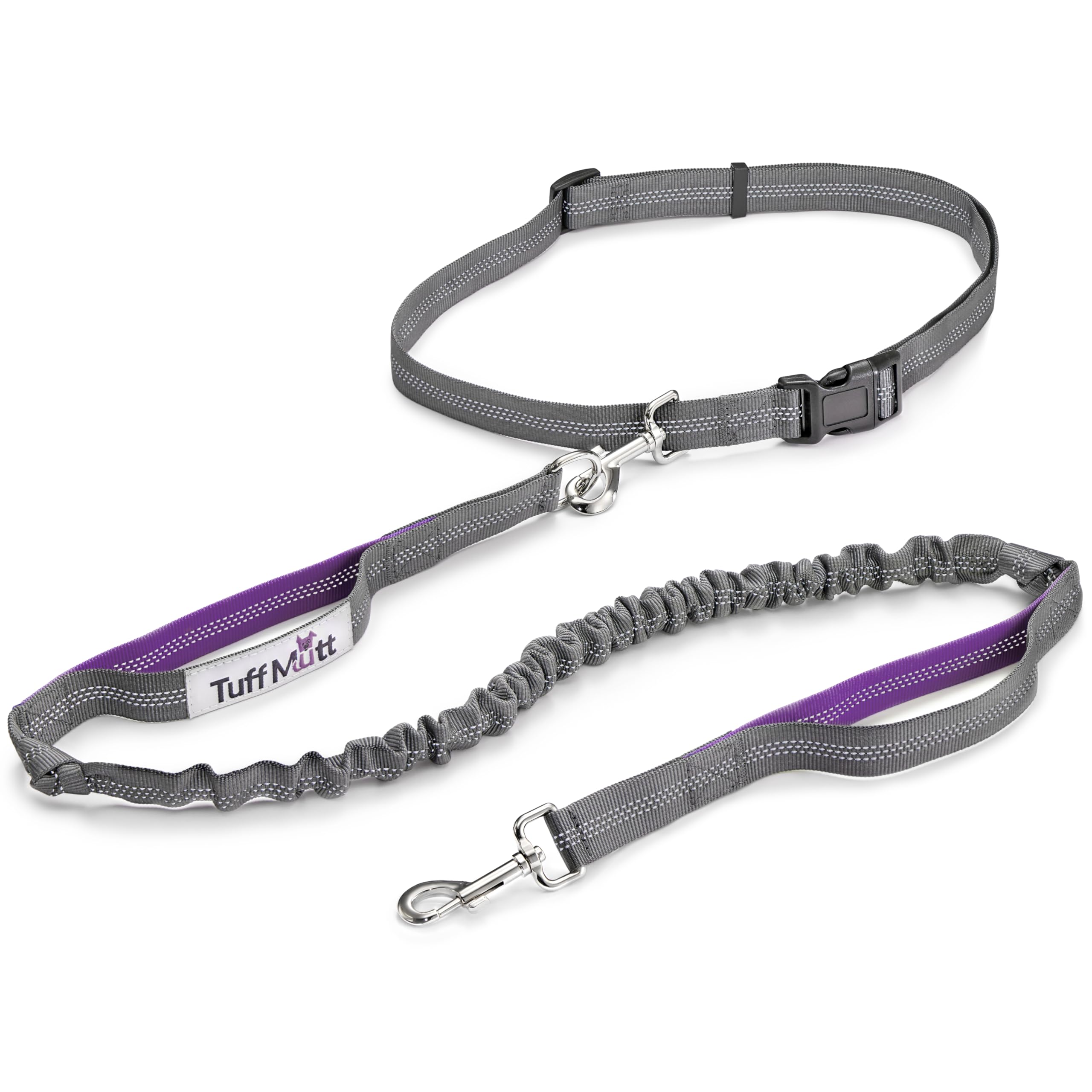 Tuff Mutt vue avant du produit montrant la laisse et la ceinture, sécurité immédiate
