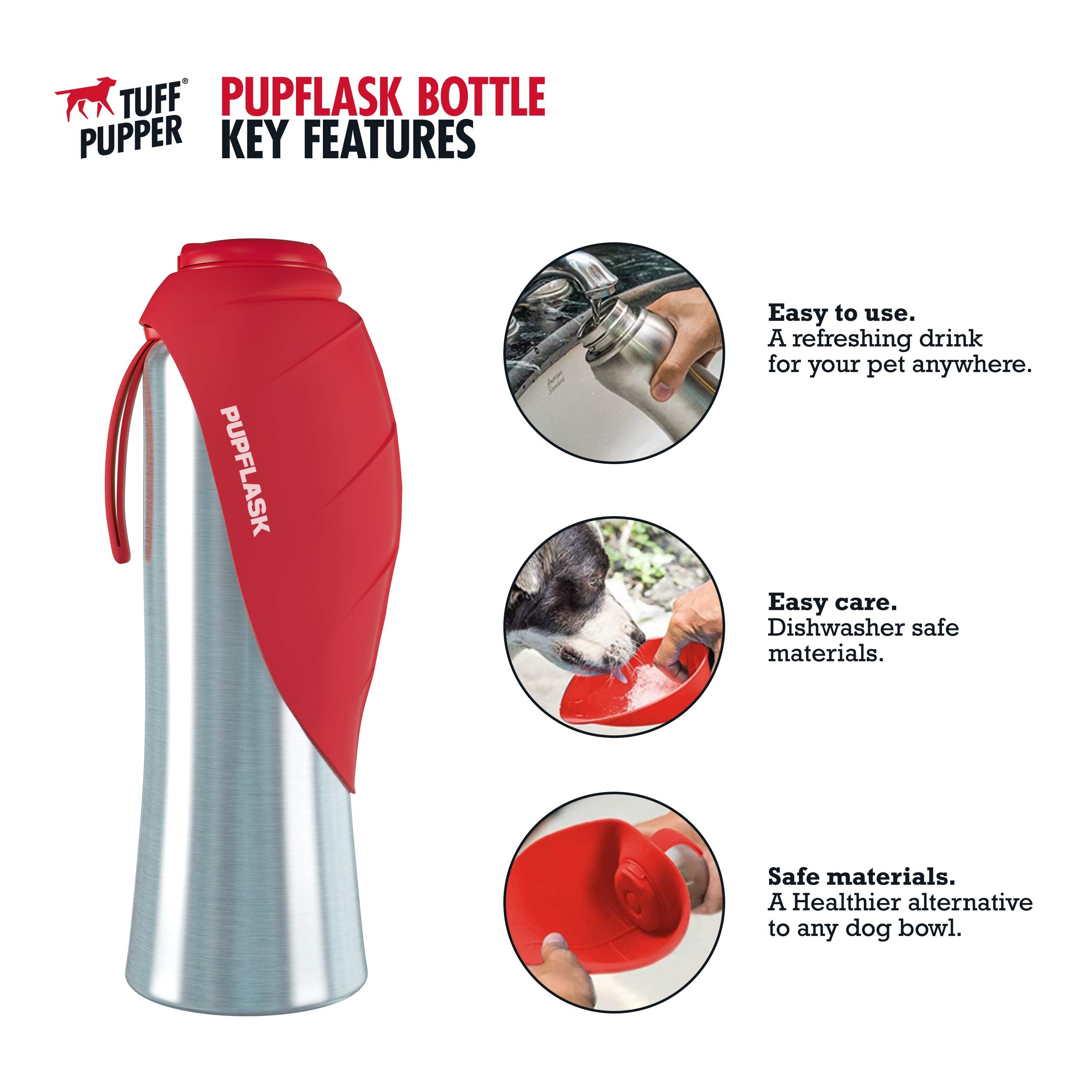 Tuff Pupper PupFlask coupe dépliée offrant un grand bol pour hydrater rapidement