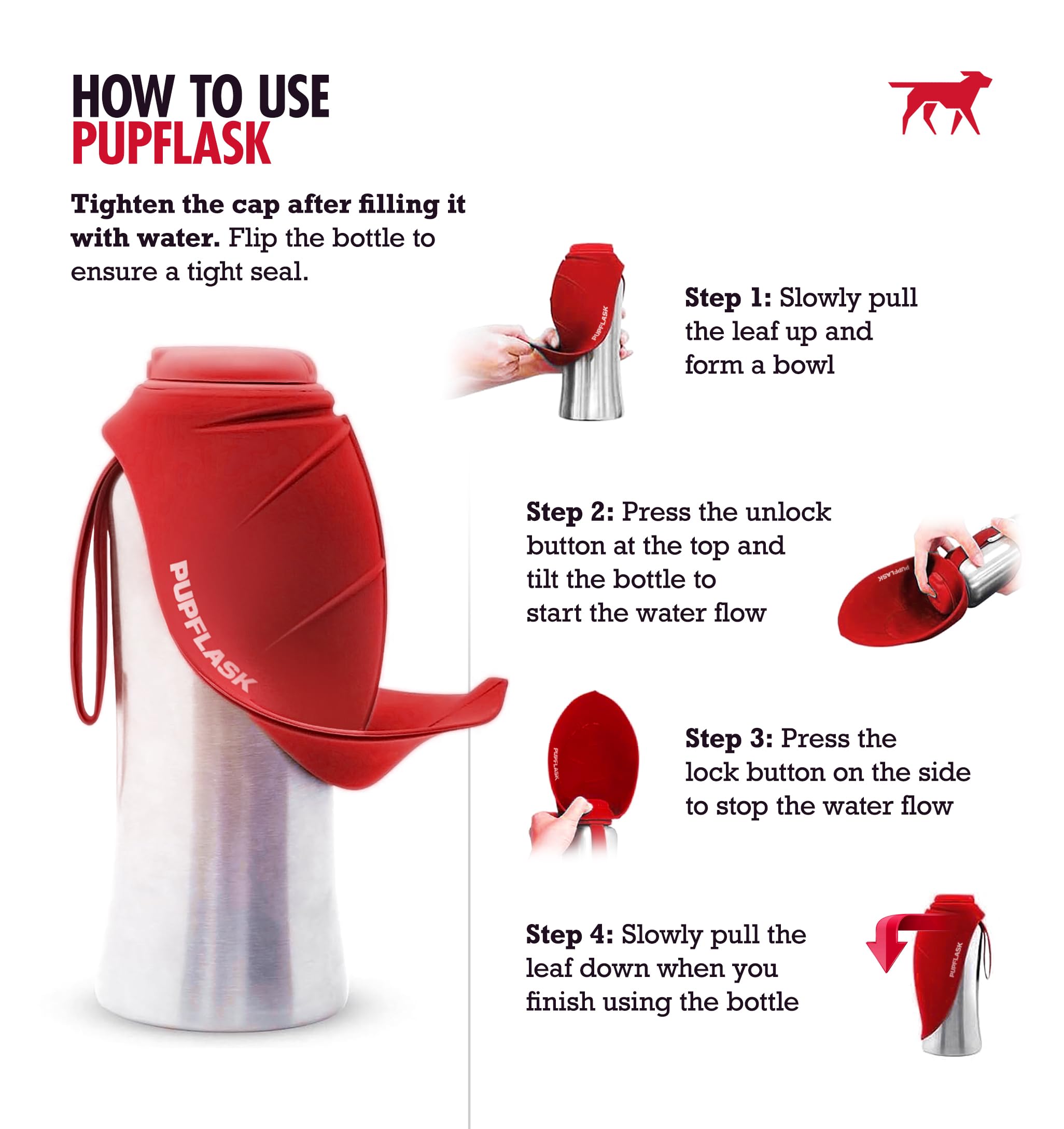 Tuff Pupper PupFlask gros plan silicone 100% alimentaire sans odeur