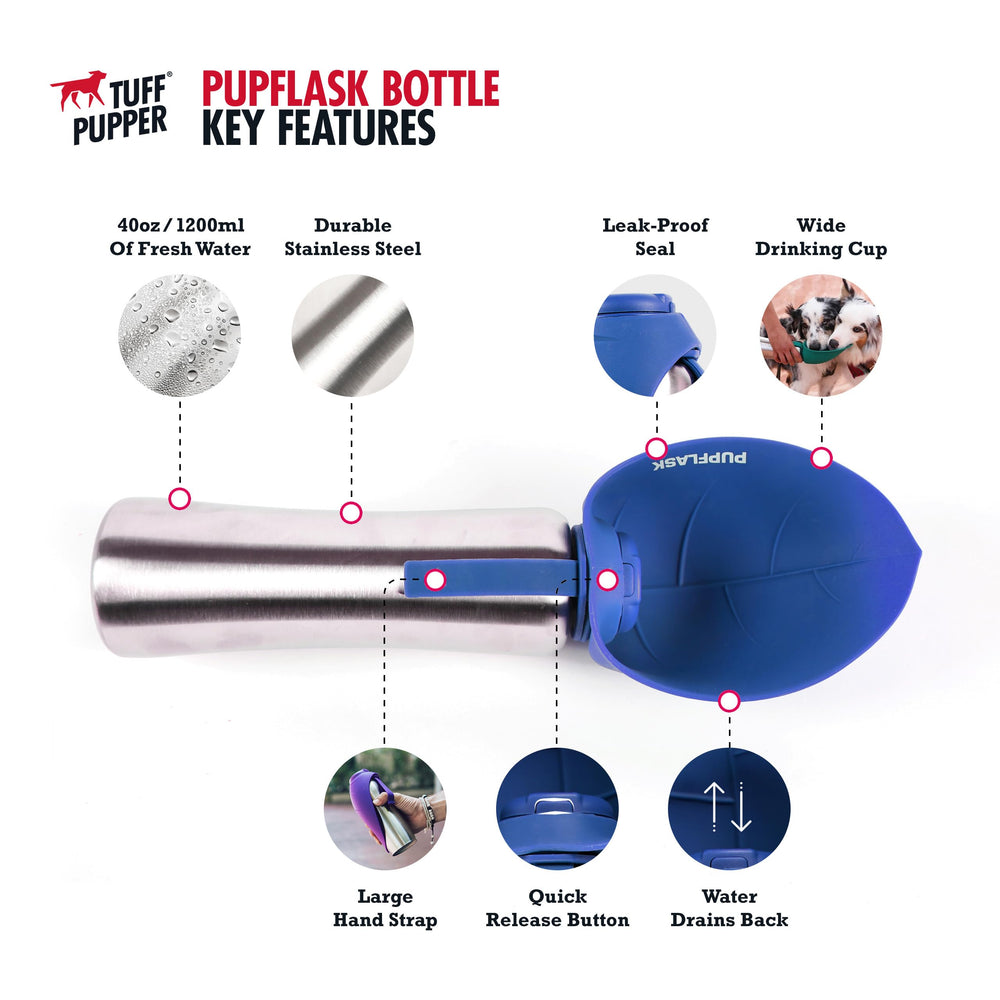 Tuff Pupper PupFlask corps en acier inoxydable pour durabilité et hygiène