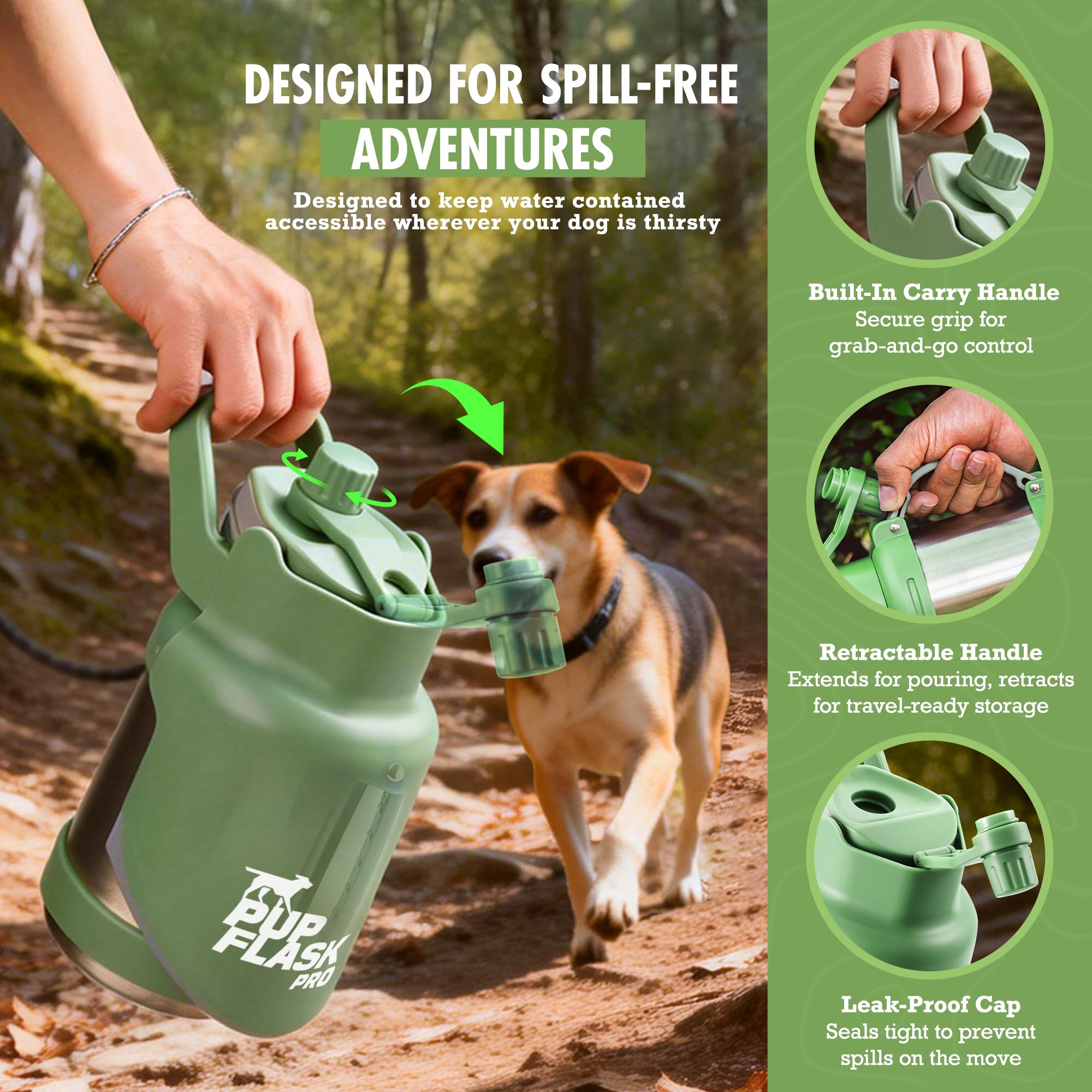 Tuff Pupper comparaison 30 oz et 50 oz montrant capacité pour longues sorties