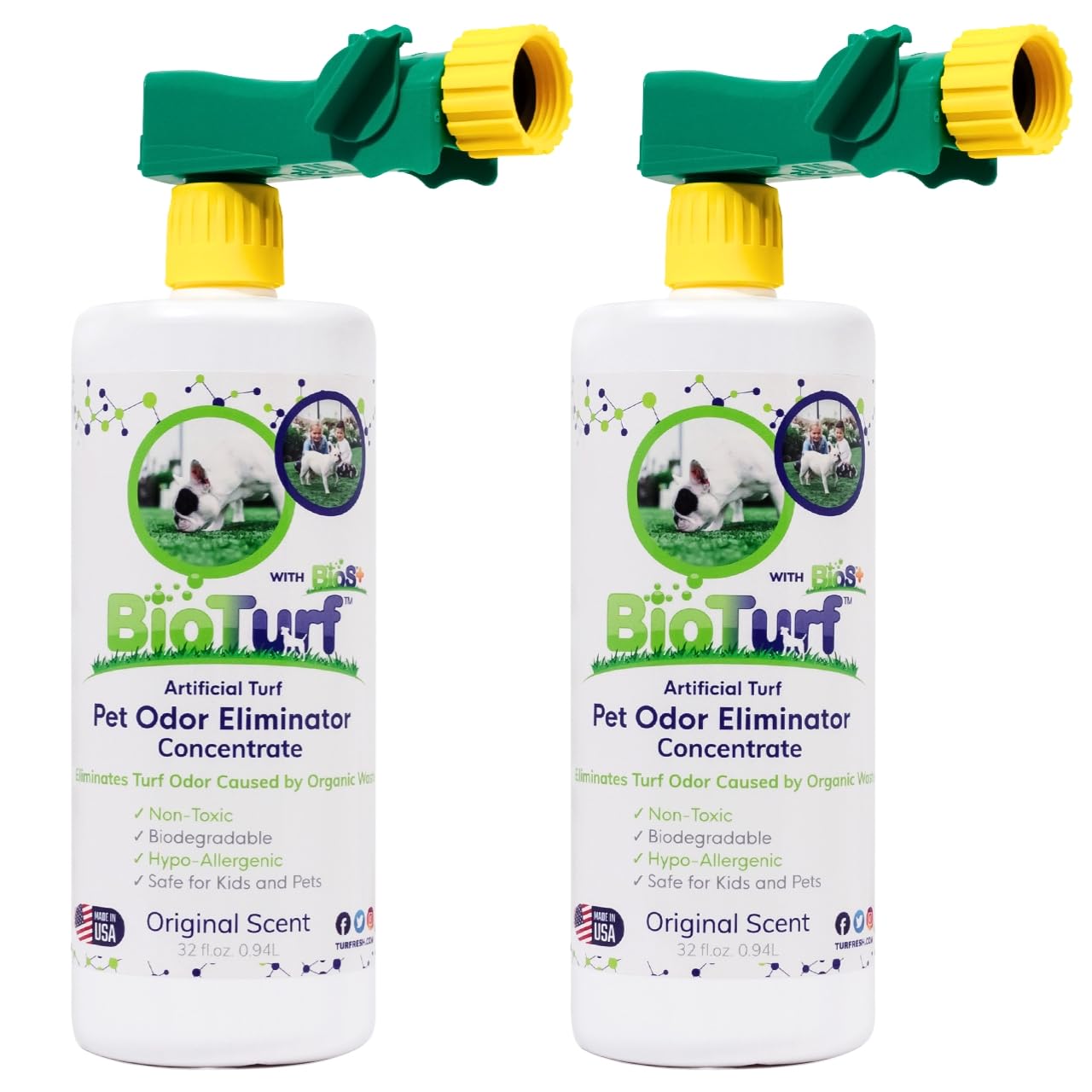 TurFresh bouteille BioTurf BioS+ face avec pack deux bouteilles bénéfice neutralise odeurs