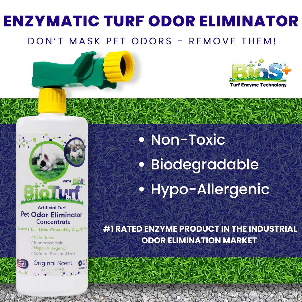 TurFresh gros plan du liquide BioS+ montrant texture enzymatique bénéfice action ciblée