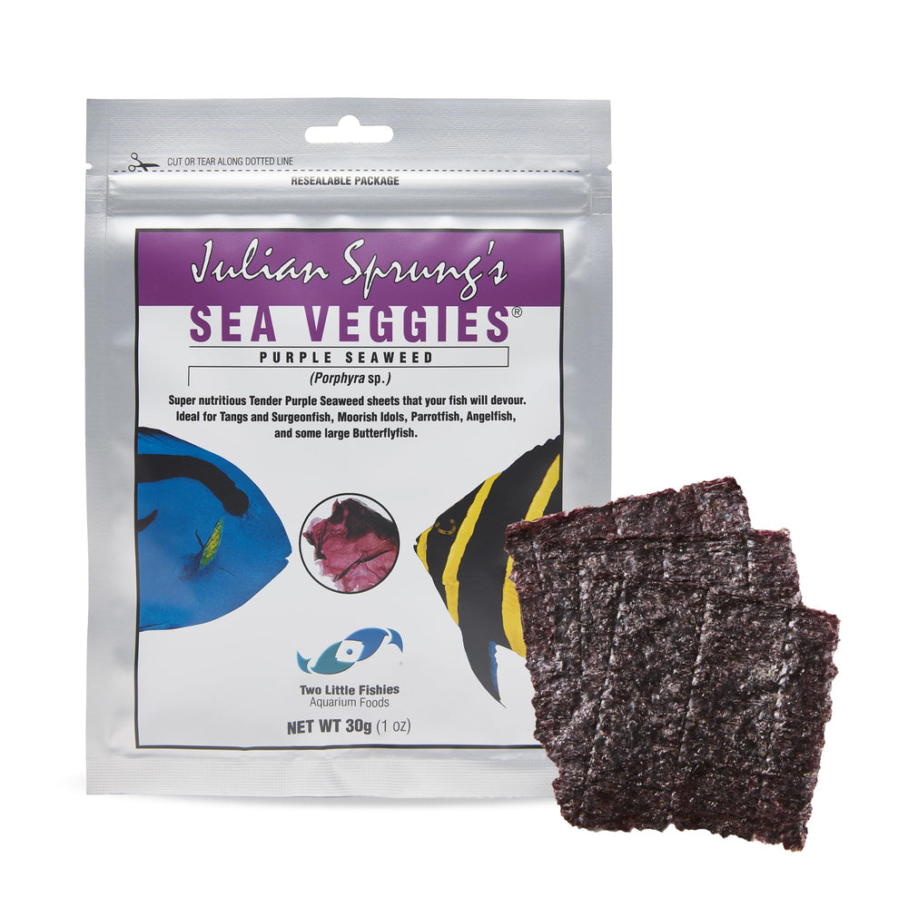 Two Little Fishies emballage avant SeaVeggies montrant produit naturel et pratique